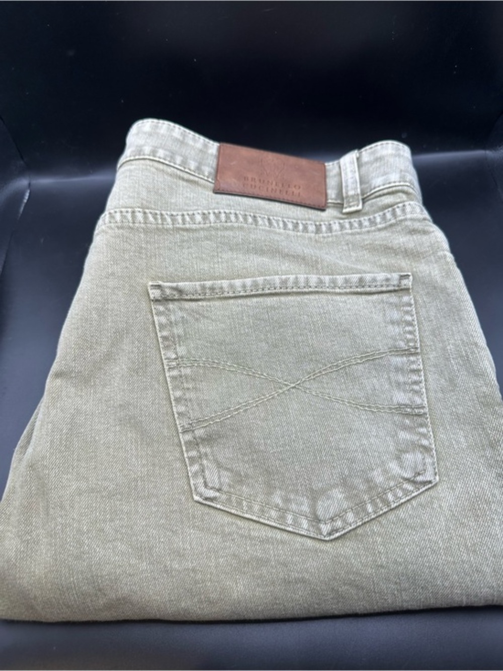 Brunello Cucinelli Olive Green Traditional Fit Denim EU48